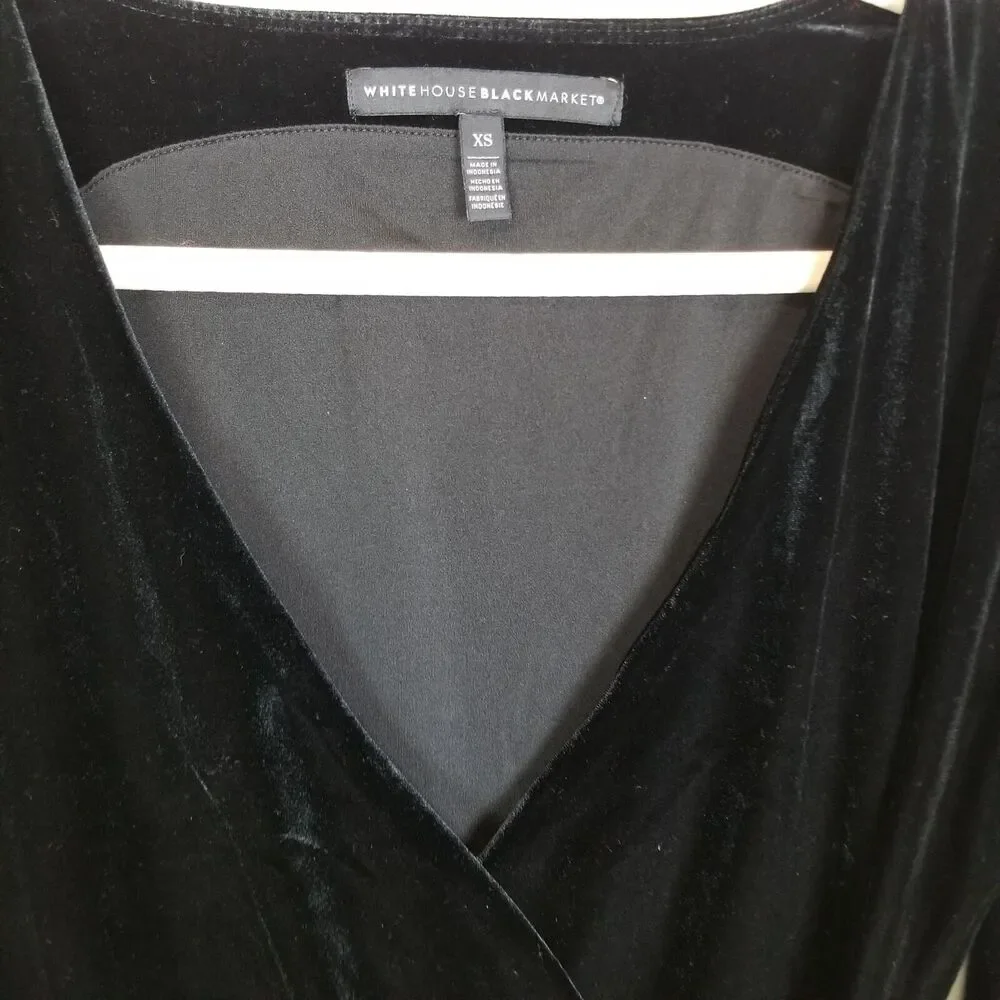 White House Black Market Velvet Top XS Witchy Vamp Whimsigoth Fairy Grunge Black